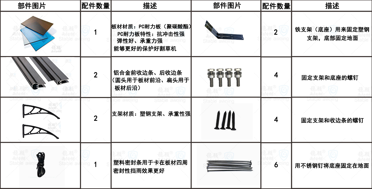 塑鋼支架耐力板割草機雨棚配件